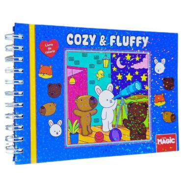 Imagem de Livro de Colorir Cozy & Fluffy 22x16cm 180g/m² 48 Desenhos Capa Dura Azul Deto Silva (Ilustrações)