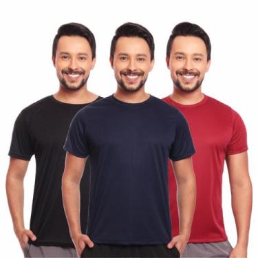 Imagem de Kit 3 Camisas Masculina Manga Curta Dry Fit Proteção Uv - Brás e Cia, 