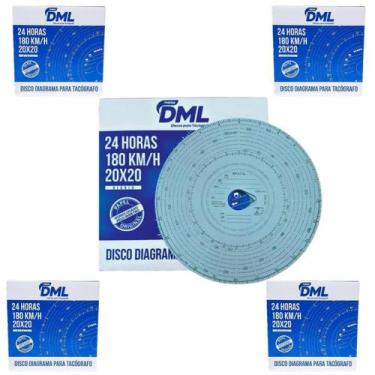 Imagem de KIT 5 DISCO TACOGRAFO DIARIO (24hrs) 180KM Cx 100 UNIDADES - THEGA DML