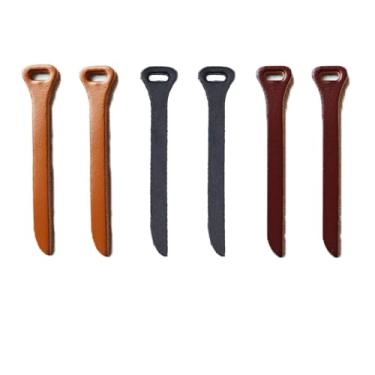 Imagem de ArrErr Pacote Com 6 Puxadores De Zíper Substituição Feitos À Mão Em Couro Vaca, Extensor Alça, Puxador Auxiliar Para Jaqueta, Mochila, Bolsa Mensageiro, Casaco, Bolsa, Mala, Carteira, Pasta