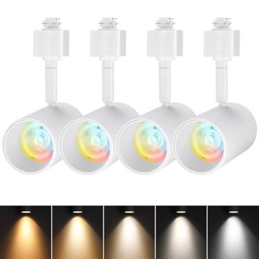 Imagem de LEONLITE Cabeças De Iluminação Trilho Led 8,5 W, Luminária Teto Tipo H Com Ajuste 45°, Holofote Cri90, 2700 K/3000 K/3500 K/4000 K/5000 K Selecionáveis, Branco Fosco, Pacote 4