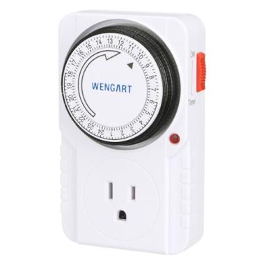 Imagem de WENGART Temporizador Mecânico Plug-In Wengart, Ca 125 V, 15 A, 1 Cv, 24 Horas, 48 Conjuntos De Interruptores Para Ajudar Você A Controlar Seus Aparelhos Regularmente, Listado Pela Etl, Branco