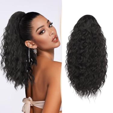 Imagem de Sidaila Extensão De Rabo Cavalo, 18" Com Cordão, Cacheado, Falso, Ondulado, Extensões Cabelo, Cavalo Clipe, Peruca Sintética Para Mulheres - Preto, Marrom