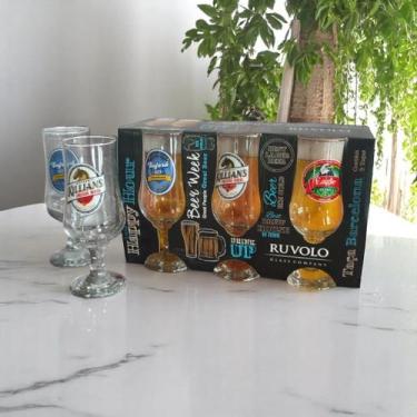 Imagem de Jogo de Taças Copo de Vidro Para Cerveja Ruvolo Barcelona 370ml 6 Peça