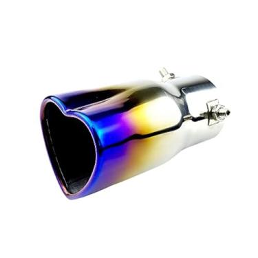 Imagem de OtpOutopa Ponteira De Escapamento Para Carro Com Entrada 2,5", Modificação Universal Tubo, Ponta Escape Em Aço Inoxidável, Formato Coração Ajustável E Espessada (Reta, Azul)