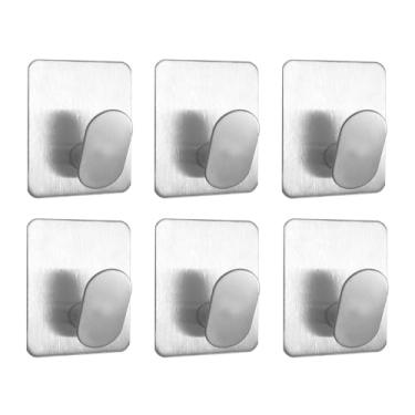 Imagem de HhdvdyWgd Ganchos adesivos 6 peças ganchos de toalha sem broca para banheiros, ganchos de chuveiro impermeáveis para roupão, chapéu e bolsa - gancho forte para pendurar na parede (prata)