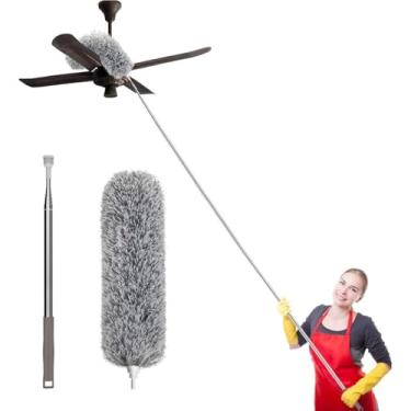 Imagem de Espanador de Teto Telescópico com Cabo Extensor até 2,8m – Microfibra Flexível, Limpa Ventilador, Pó de Teto, Persiana, Lustre e Cantos Altos – Antiácaros e Reutilizável | Premium MyBrins