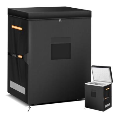 Imagem de ZUYIYI- Capa para freezer horizontal, protetor de freezer externo para 5 pés cúbicos, capa para freezer profundo Oxford 420D à prova d'água com cobertura total e tampa superior para abrir, zíper