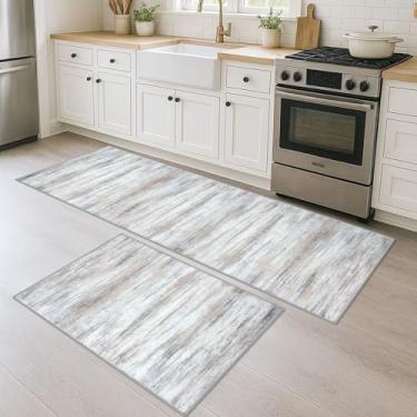 Imagem de KOZYFLY Tapetes abstratos modernos 2 peças 2 x 3 e 5 x 6 bege lavável à máquina tapete para quarto tapete antiderrapante para sala de estar, tapete de lã sintética macio para sala de jantar, quarto