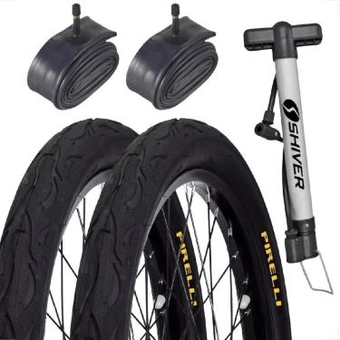 Imagem de Par Pneu Bicicleta Pirelli Tornado Beta Flame Balão Aro 26 x 2.125 + Par Camara + Bomba de ar