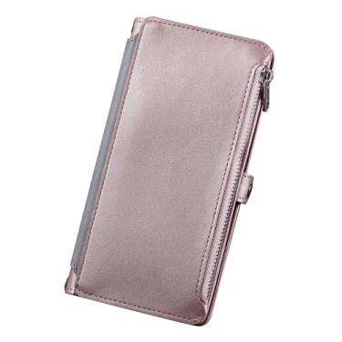 Imagem de HAO RIYLN Capa carteira para iPhone 16 Pro Max/16 Pro/16 Plus/16, capa de proteção de telefone de couro com zíper com alça de pulso capa à prova de choque completa, dourada, 16 Pro Max