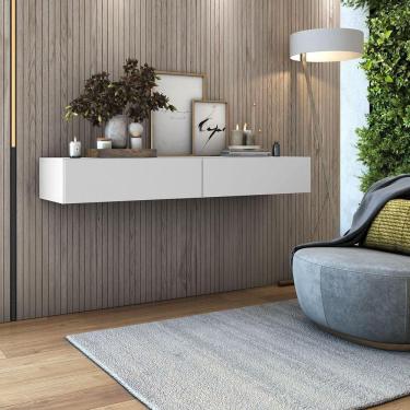 Imagem de Aparador Buffet Suspenso 110cm Em Mdf Sala Hall De Entrada Branco