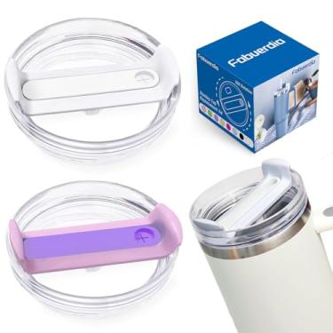 Imagem de Fabuerdia Tampa de copo de 1,134 g adequada para copo Stanley, pacote com 2 tampas de substituição transparentes adequadas para copos Stanley, capas de copo à prova de derramamento para acessórios