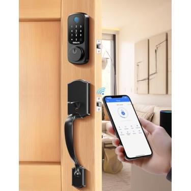 Imagem de DESLOC Fechadura de porta de entrada sem chave B200 com conjunto de maçanetas, fechaduras inteligentes para porta da frente, fechadura inteligente de fechadura, conjunto de fechaduras de porta da