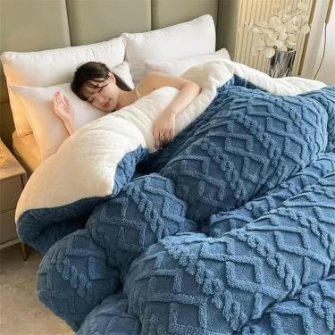 Imagem de Cobertor Quente De Inverno Super Grosso Para Cama Cobertores Ponderados De Caxemira De Cordeiro Artificial Conforto Macio Confortável Calor Colcha Edredom, 5, 150x200cm 4kg