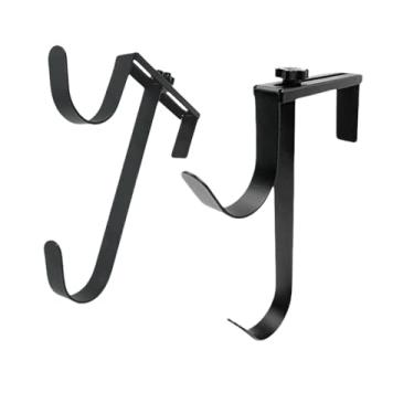 Imagem de TONGMAN 2 peças Ganchos duplos de varão, painel espesso ajustável, ganchos para cerca de piscina à prova de ferrugem, ganchos de metal para pendurar acessórios de piscina e ferramentas de jardim