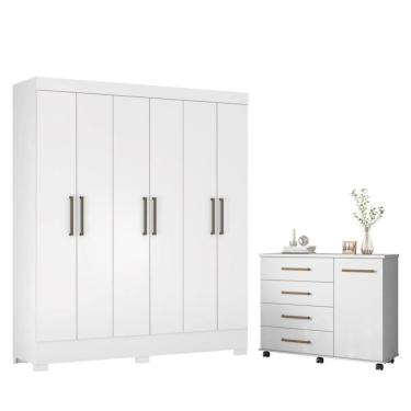 Imagem de Conjunto Quarto Guarda Roupa E Comoda Virgina Branco