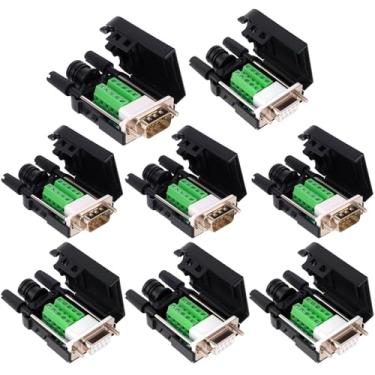 Imagem de YELUFT Conector de fuga DB9, terminal adaptador de 9 pinos macho e fêmea sem solda, porta RS232/COM com terminais de parafuso, caixa - 4 pares