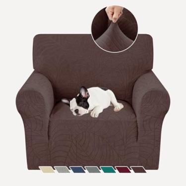 Imagem de YEMYHOM Capa de sofá com design jacquard de alta elasticidade para sala de estar, poltrona à prova de cães de estimação, gatos, antiderrapante, mágico, protetor de móveis (pequeno, folha de begônia