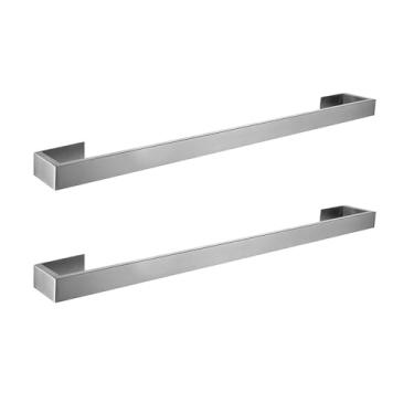 Imagem de Kit de banheiro preto escovado - suporte para toalhas de aço inoxidável, aço inoxidável, 2 barras de toalha