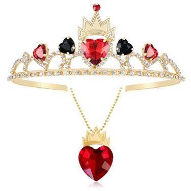 Imagem de Conjunto de joias Descendentes Coroa Vermelha com Corações Pretos Descendentes 4 Ascensão Vermelha Cosplay Tiara para Decoração Feminina