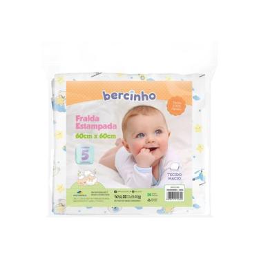 Imagem de Fralda de Pano Estampada 5 Unidades - BERCINHO, Neutro