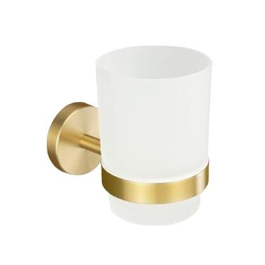 Imagem de Suporte de toalha de parede em aço inoxidável dourado escovado para banheiro, máquina de lavar louças e banheira (porta-copos)