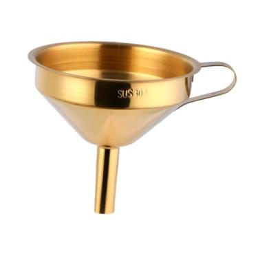 Imagem de WeiLaiKeQi Funil de óleo de cozinha, ferramenta de cozinha para transferência de líquidos, fácil de despejar com filtro removível para garrafas de conservas em, Ouro