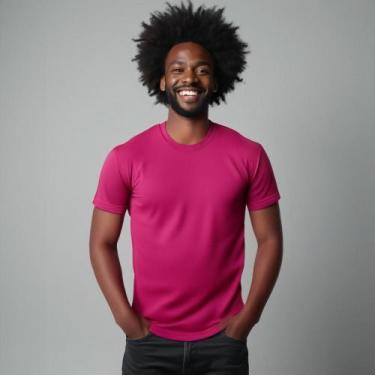 Imagem de Camisa Dry Fit Masculina Manga Curta Proteção UV 50 Pink - Fantasia Br