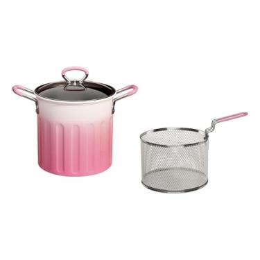 Imagem de ＫＬＫＣＭＳ Pequena frigideira funda com cesto para fritar, frigideira antiaderente para fritar a óleo, panelas para cozinhar, aquecedor para anéis de