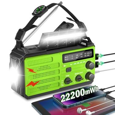 Imagem de trekkinglamb Rádio Meteorológico de Emergência, Rádio de Alerta Meteorológico Amfm Noaa 8000Mah, Rádio Movido A Manivela Solar com Lanterna Super Brilhante, Carregador de Telefone, Alarme Sos, Bússola