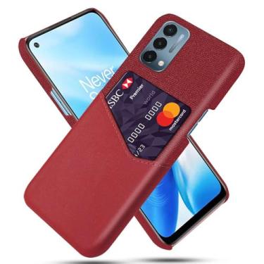 Imagem de Capa para Oneplus Nord 200 5G,Tela e tampa de couro PU,Antideslizante,360°cobertura completa à prova de choque com 1 slot de cartão atrás,Prevenção de queda-Red