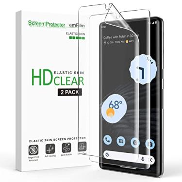 Imagem de amFilm Película Protetora De Tela Elástica Para Google Pixel 7 Pro, Pro 6.7", 5G, Compatível Com Identificação Por Impressão Digital, Hd Transparente, Tpu Cobertura Total, Poliuretano Termoplástico,