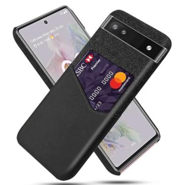 Imagem de Capa para Google Pixel 6a 5G,Tela e tampa de couro PU,Anti-deslizante,Resistência à impressão digital,Caso de proteção de 360°com 1 slot de cartão atrás-Black