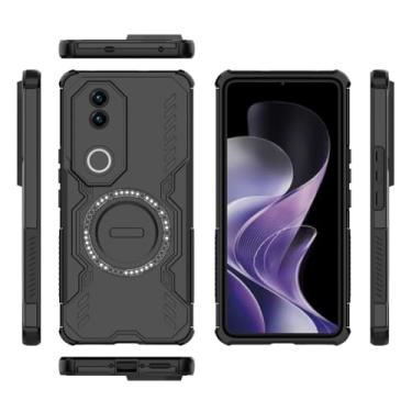 Imagem de Elubugod Capa compatível com Vivo V50e 5G, compatível com MagSafe, compatível com Vivo V50 5G V2427 V2428 Dissipação Cool Antiqueda capas de celular pretas