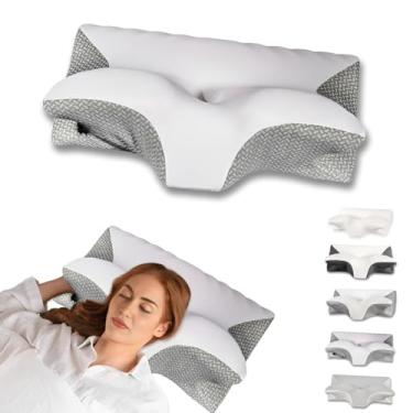 Imagem de Almofada cervical para alívio da dor no pescoço, travesseiro ortopédico ergonômico para dormir, dor no ombro e suporte, almofada de pescoço de espuma viscoelástica aconchegante com fronha para dormir
