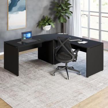 Imagem de Mesa L para Escritório Home Office Tampo 25mm (Preto)