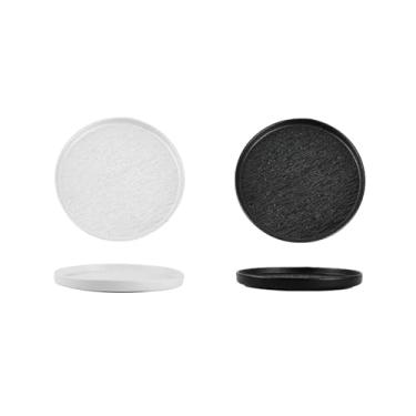 Imagem de Prato de cerâmica de estilo europeu simples e requintado vitrificado resistente a altas temperaturas - 20 cm "Obsidian+King Kong White"