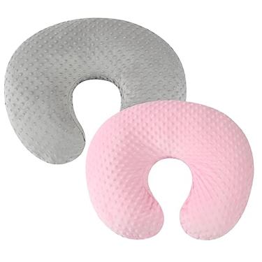 Imagem de Conjunto de 2 capas de travesseiro de amamentação, ultramacias, compatíveis com travesseiro Boppy, padrão para bebês, meninos, meninas, cinza e rosa