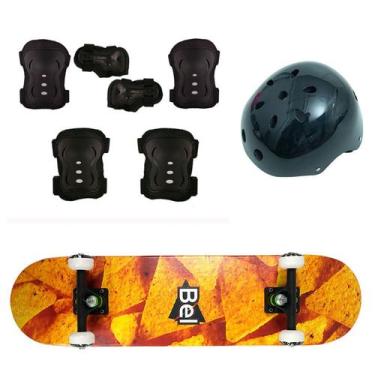 Imagem de Skate Semi-Pro + Kit Proteção Completo Estampas Sortidas Bel, Cores, E