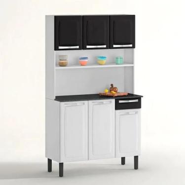 Imagem de Kit cozinha itatiaia 6p 2g 1,05m rose compacta branco com preto