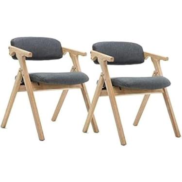 Imagem de Cadeiras Dobráveis Cadeiras De Jantar Algodão E Linho Modernos De Meados Do Século Estofados Cadeiras Laterais De Lazer Com Pernas De Madeira Para Sala De Jantar Sala De Estar Quarto