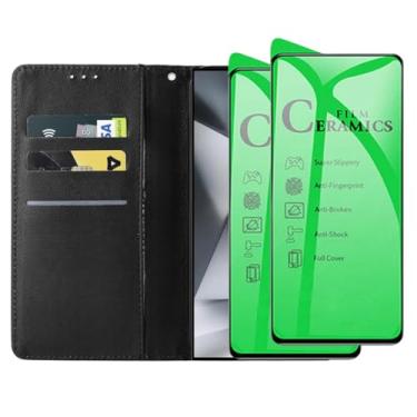 Imagem de Capa Capinha Carteira Para Galaxy S24 Ultra Capinha Flip Case + 2 Películas Cerâmica Premium