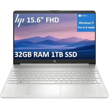Imagem de Laptop HP 15 para negócios e estudantes (FHD de 15,6 polegadas, Intel 6-Core i3-1215U, 32 GB RAM, SSD de 1 TB), bisel estreito, leitor de impressão digital, bateria de longa duração de 10 horas