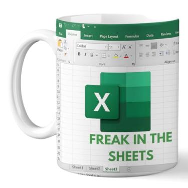 Imagem de Pawfect House Caneca Freak In The Sheets, caneca de café engraçada Excel, presentes engraçados de escritório para colegas de trabalho, Besties de trabalho, copo Excel de planilha, presente de caneca