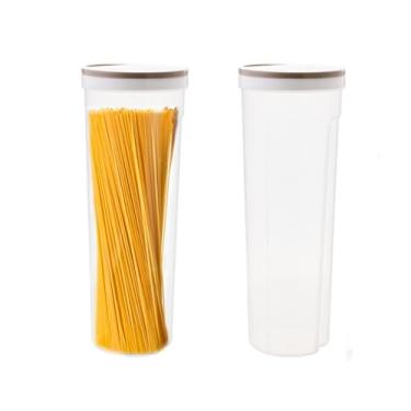 Imagem de COMZPLIFE 3.2L Plástico Espaguete Armazenamento de Alimentos, Organizador de Pote de Massa Alto com Tampa Controlável para Farinha, Açúcar, Massa, Cereais e Macarrão (2Pcs)