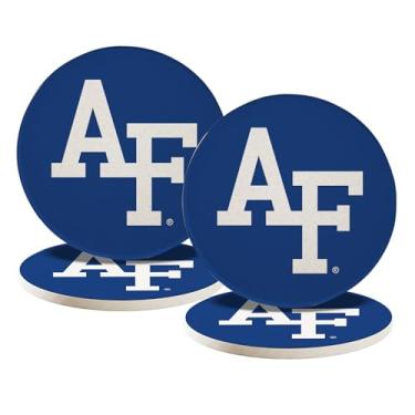 Imagem de Desert Cactus Porta-copos de cerâmica da Academia da Força Aérea dos Estados Unidos, pacote com 4 unidades, Fightin Falcons USAFA, porta-copos absorventes com suporte de cortiça (Design A)