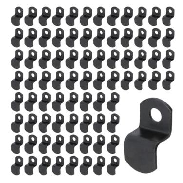 Imagem de T Tulead 100 peças de clipes de lona offset preto clipe de moldura de foto grampos de espelho de ferro Z clipes de 3/8 polegadas, com parafusos