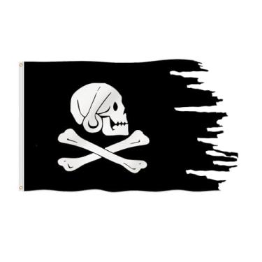 Imagem de Jolly Roger Pirate Henry Long Ben Every Creepy Ragged Flag 10 x 1,8 m à prova de desbotamento linda cor mais grossa poliéster com 2 ilhós de latão