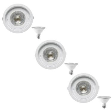 Imagem de 3 Spot Embutir Redondo Recuo PAR30 + 1 Lâmpada LED 10W 6500K E27 - SAV